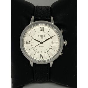 Fossil FTW5019 Women's Black Leather Silver Analog Dial Hybrid Smart Watch XX785
